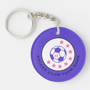 Cute Purple Custom Soccer Jersey Number Name Key Ring
