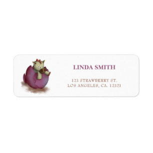 Cute Purple Dinosaur Hatching Return Address Return Address Label