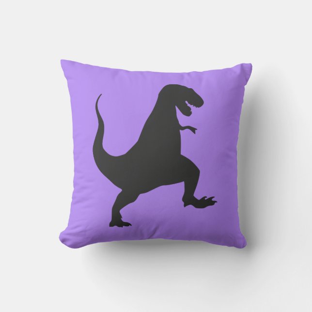 Cute Purple Dinosaur Tyrannosaurus rex Jurassic Cushion (Front)