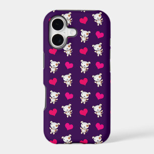 Cute purple dog hearts pattern