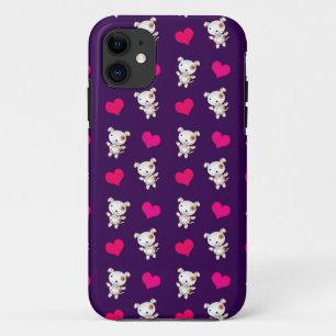 Cute purple dog hearts pattern iPhone 11 case