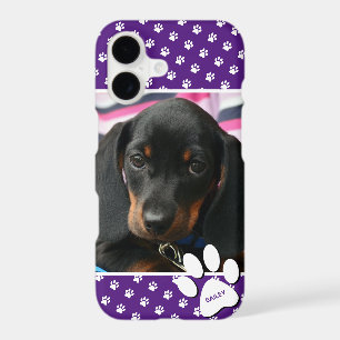 Cute Purple Dog Pet Lover Photo Collage Pawprint