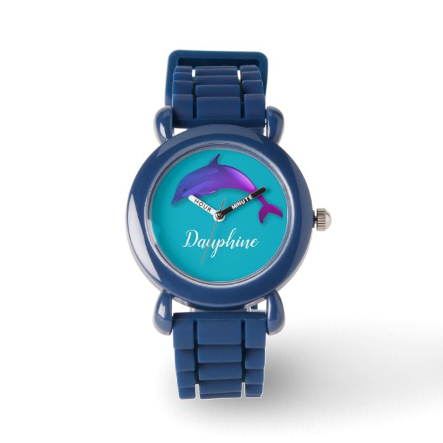 Cute  purple  dolphin  -  add name watch (Front)