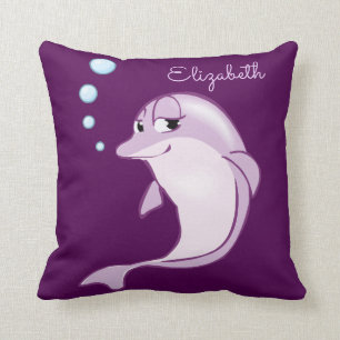 Cute Purple Dolphin Personalized Cushion