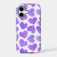 Cute Purple Doodled Heart Valentine's Day Pattern