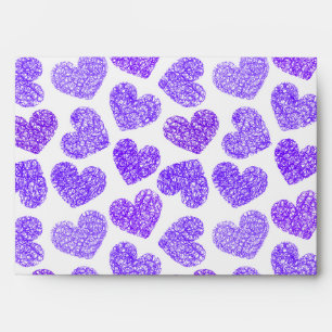 Cute Purple Doodled Heart Valentine's Day Pattern Envelopes