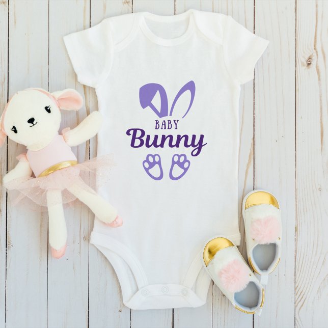 Cute Purple Easter Baby Bunny Rabbit Ears  Baby Bodysuit (Creator Uploaded)