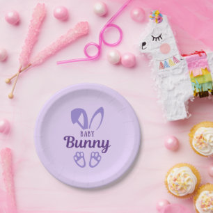 Cute Purple Easter Baby Bunny Rabbit Ears Baby Paper Plate