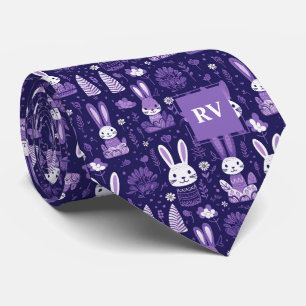 Cute Purple Easter Bunny Tie