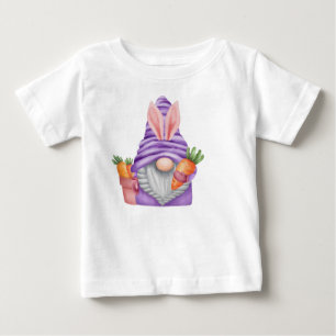 CUTE PURPLE EASTER GNOME WITH ORANGE CARROTS BABY T-Shirt