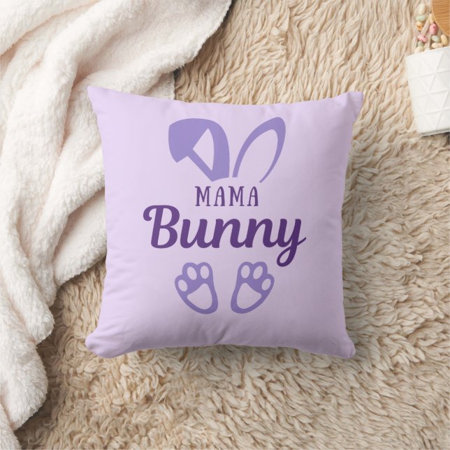 Cute Purple Easter Mama Bunny Rabbit Ears Cushion (Blanket)