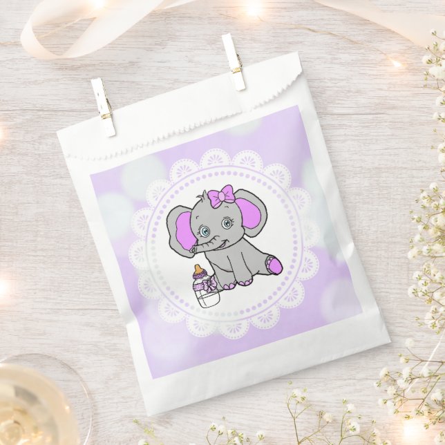 Cute Purple Elephant Favour Bag (Clipped)