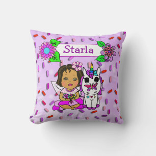 Cute Purple Fairy and Flowers Candy Sprinkles Cushion
