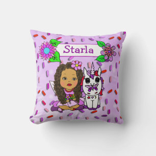 Cute Purple Fairy and Flowers Candy Sprinkles Cushion