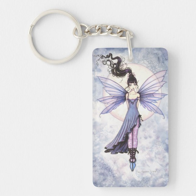 Cute Purple Fairy Fantasy Art Key Ring (Front)