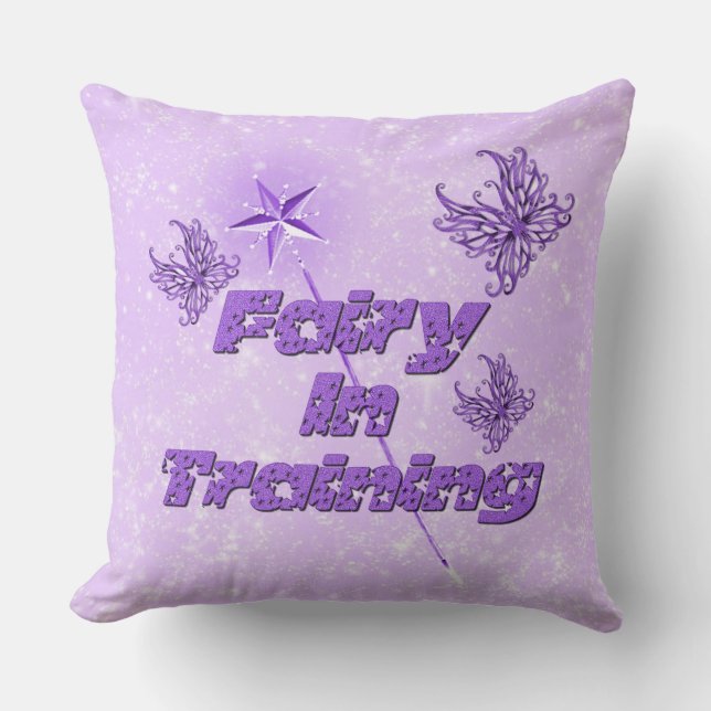 Cute Purple Fairy In Training Throw Pillow (Front)