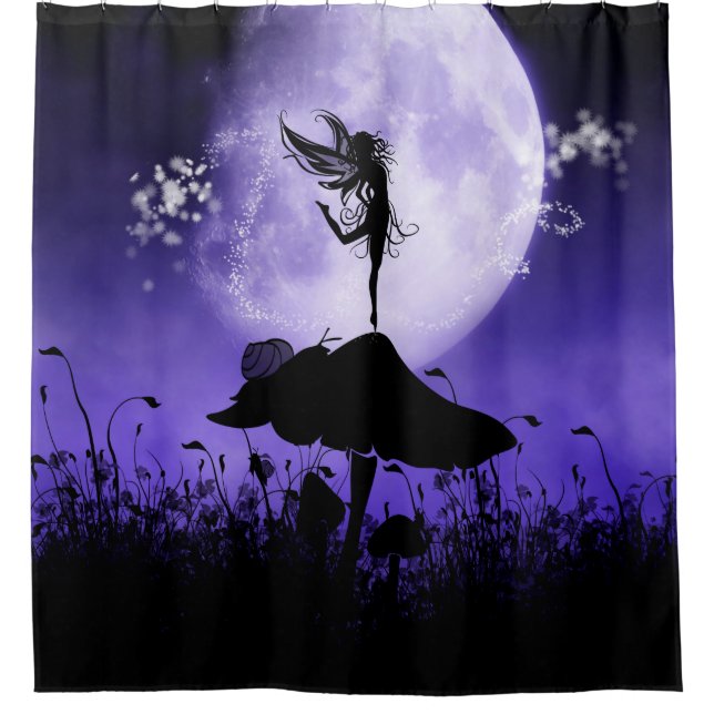 Cute Purple Fairy Silhouette 2 Shower Curtain (Front)