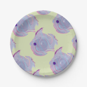 Cute Purple Fish Paper Plate