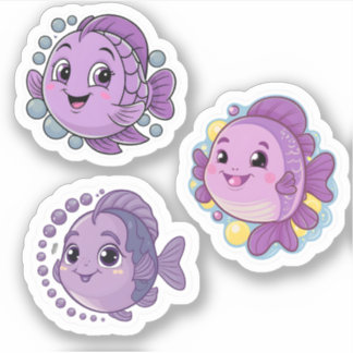 Cute Purple Fish Sticker