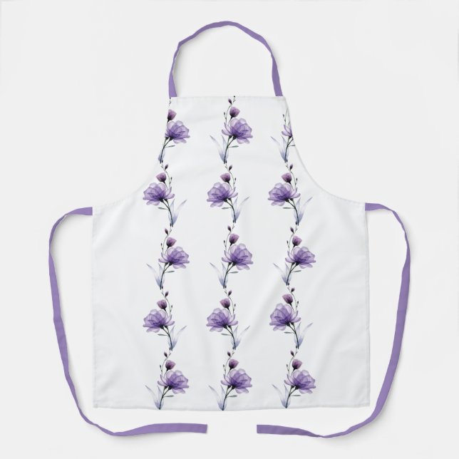 Cute Purple Floral Apron (Front)