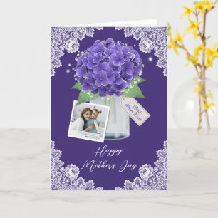 Cute Purple Floral Photo Happy Mother's Day Card