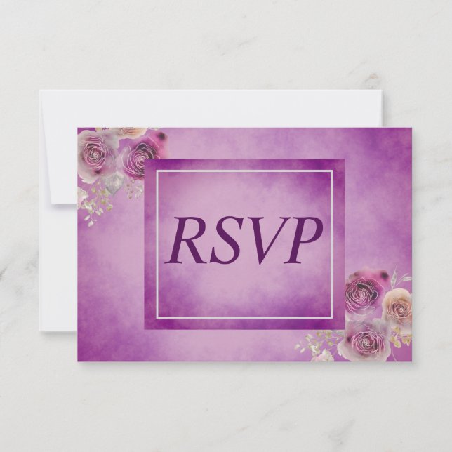 Cute Purple Floral RSVP Card (Front)