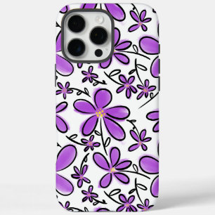 Cute purple flower pattern iPhone 16 pro max case