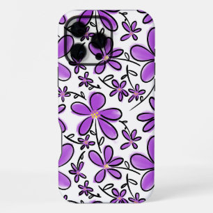 Cute purple flower pattern iPhone 16 pro max case