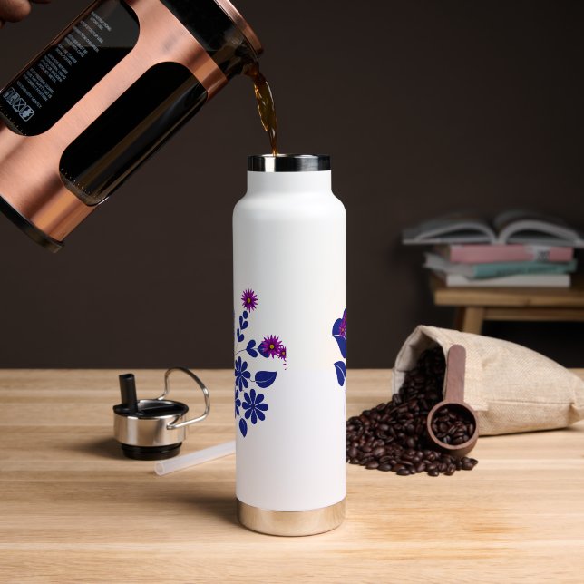  Cute Purple Flower Water Bottle (Coffee)
