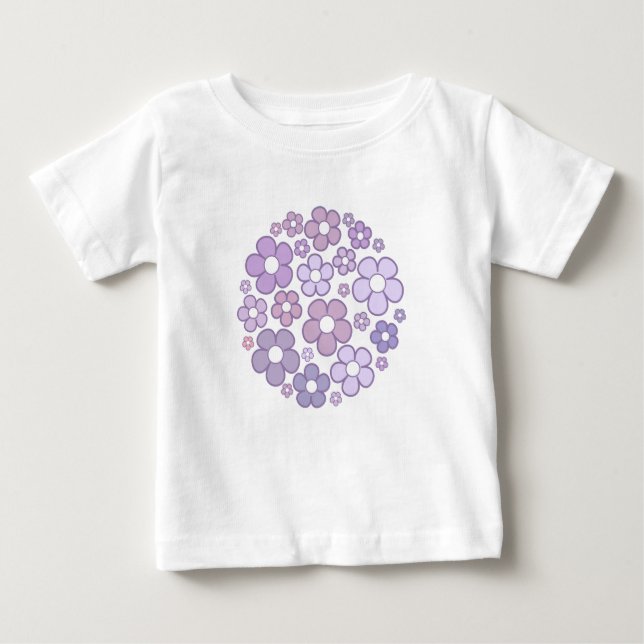 Cute Purple Flowers Baby T-Shirt (Front)