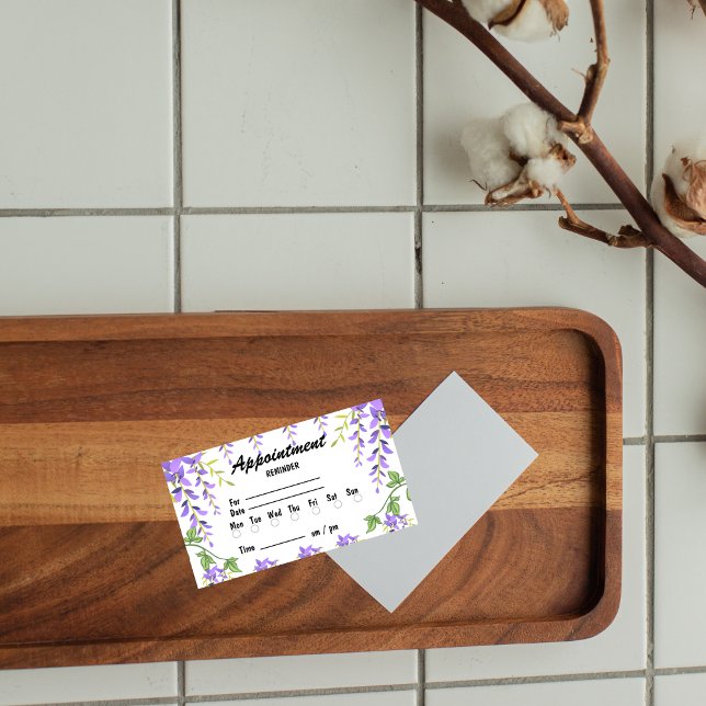 Cute Purple Flowers Botanical Appointment Reminder Card (Creator Uploaded)