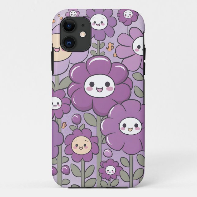 Cute Purple Flowers For Girls Kawaii Purple Floral Case-Mate iPhone Case (Back)