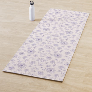 Cute purple flowers pattern yoga mat