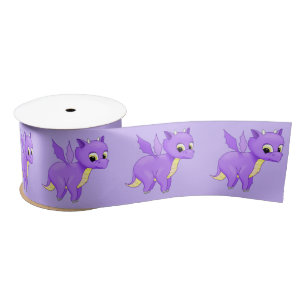 Cute Purple Flying Baby Dragon Satin Ribbon