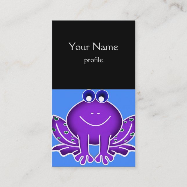 cute purple frog business card (Front)