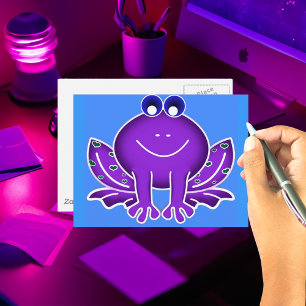 cute purple frog postcard