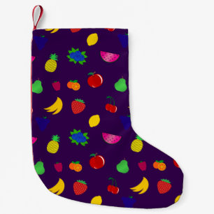 Cute purple fruits pattern small christmas stocking