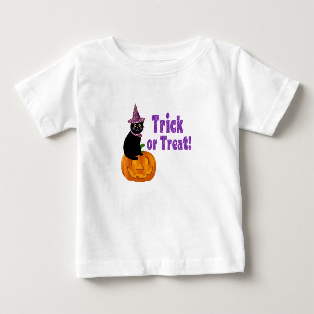 Cute Purple Glitter Trick or Treat Baby Baby T-Shirt (Front)