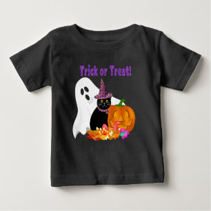 Cute Purple Glitter Trick or Treat Halloween Baby T-Shirt