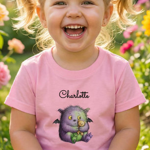 Cute Purple Green Fluffy Monster Buddy Toddler T-Shirt