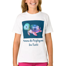 Cute Purple & Green Mimma The Sea Turtle T-Shirt