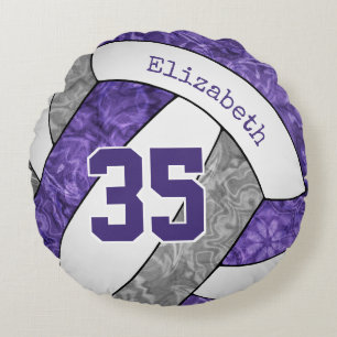 cute purple grey volleyball team colours gifts round cushion