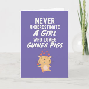 Cute Purple Guinea Pig Cards For Baby Girls Kids