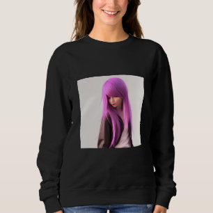 Cute Purple Haired Girl Badass Quote Sweatshirt