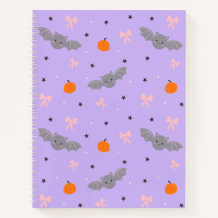 Cute Purple Halloween Bat Pattern Notebook