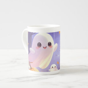 Cute Purple Halloween Boo Bone China Mug