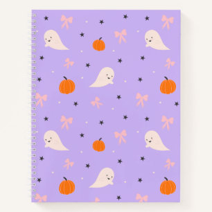Cute Purple Halloween Ghost Pattern Notebook