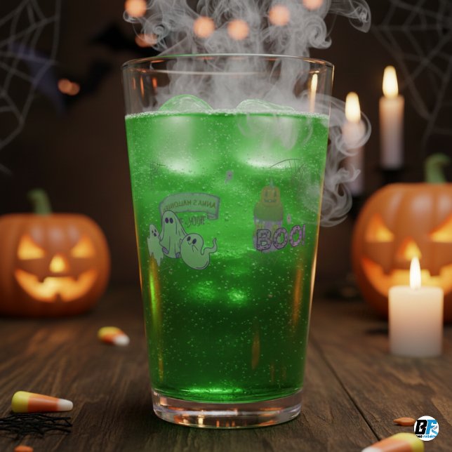 Cute Purple Halloween Ghost & Pumpkin Glass (Creator Uploaded)