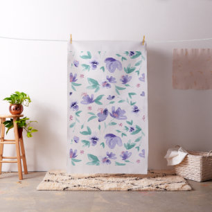 Cute purple hand drawn flowers pattern fabric