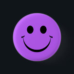 Cute Purple Happy Face Birthday Button<br><div class="desc">Purple Fun Personalised Happy Face Birthday Button.</div>